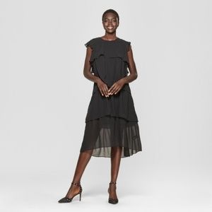 Polka Dot Short Sleeve Tiered Midi Dress - Who Wha